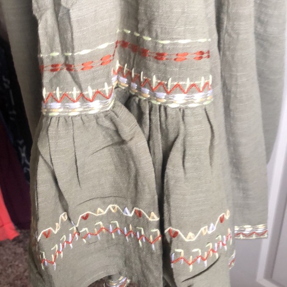 ♥️ NEW ♥️textured Moss Green Blouse with Beautiful Stitching - Picture 8 of 10